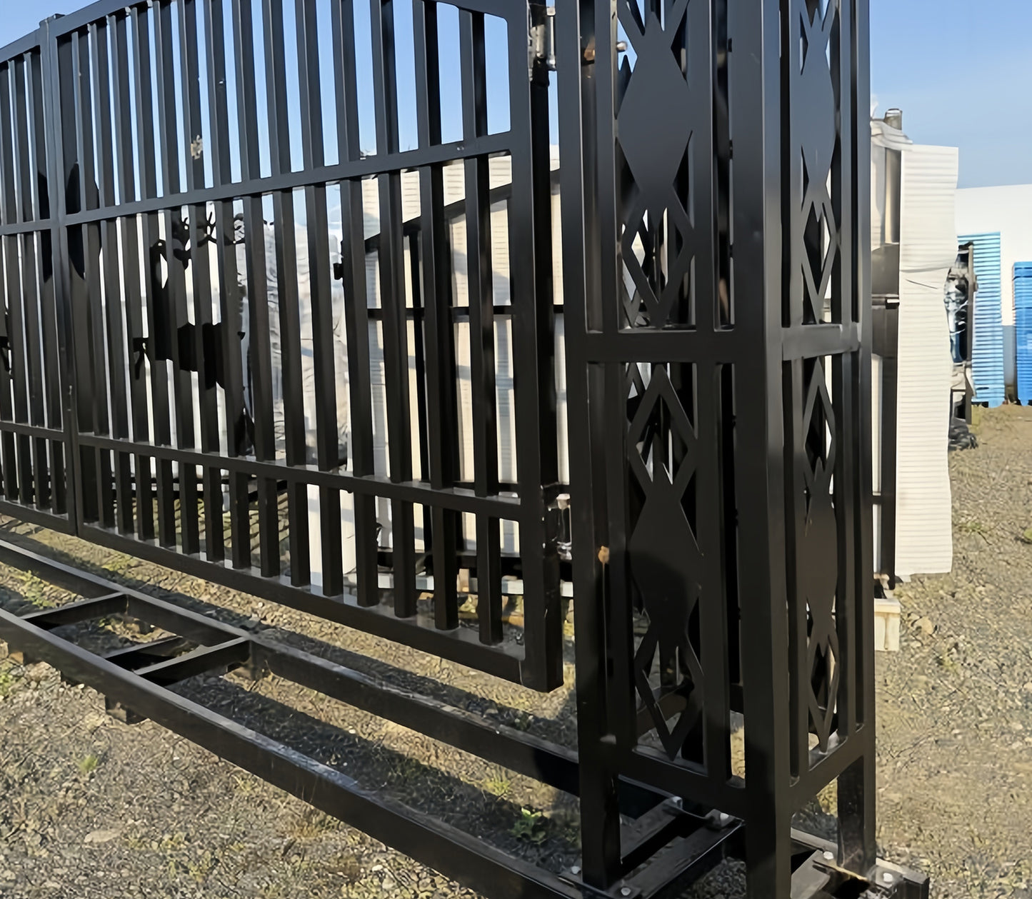 20ft Wrought Steel Garden Driveway Gate with Ornamental Post - D