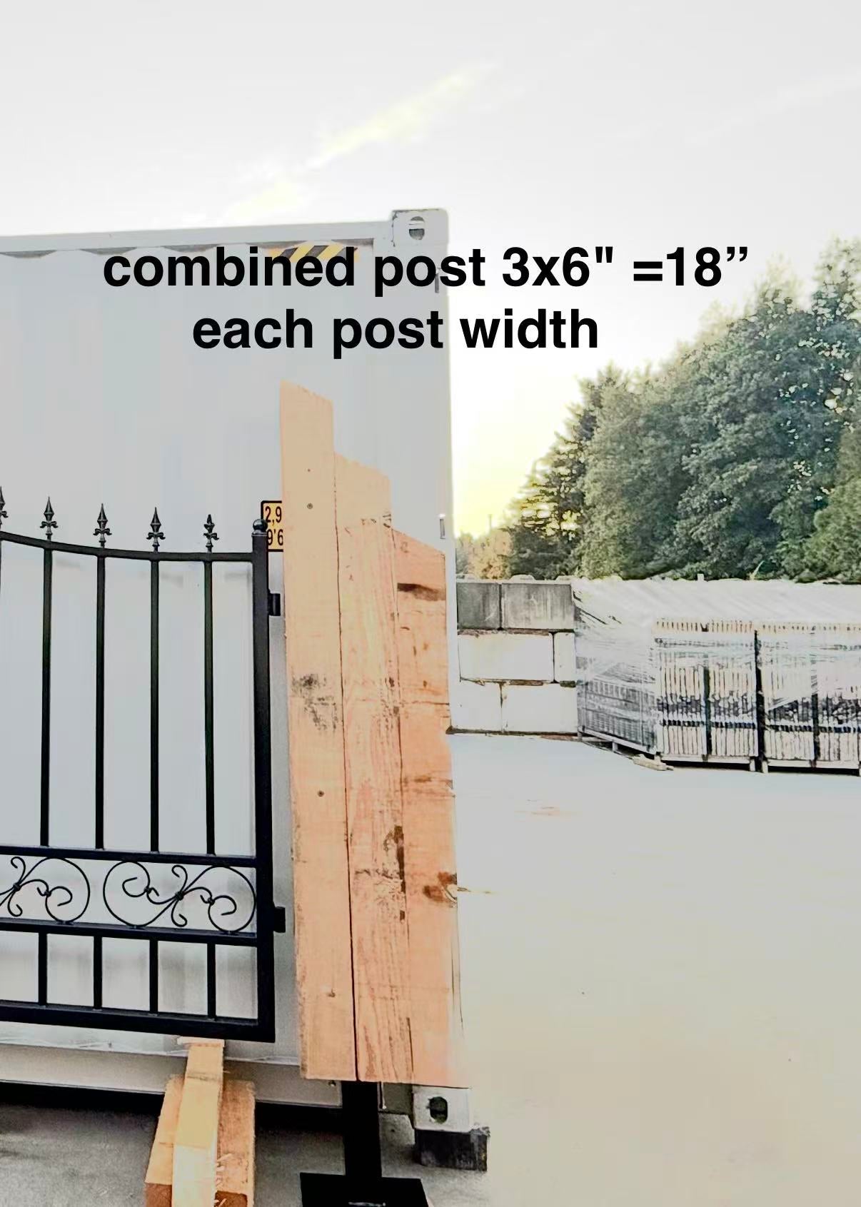 Triple Timber Posts Metal Driveway Gate – Rectangular Deer Style