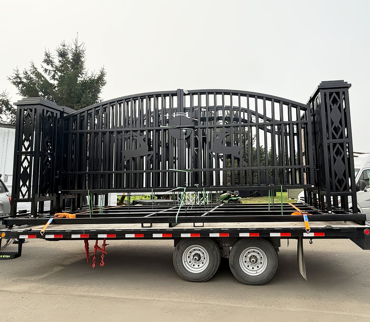 20ft Wrought Steel Garden Driveway Gate with Ornamental Post - D