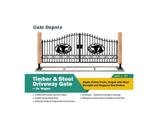 Single Timber Posts Metal Driveway Gate – Ox Wagon Design