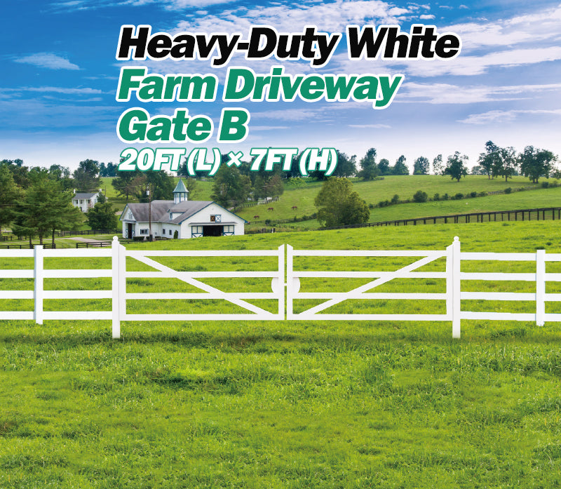 20 ft White Farm Driveway Gate