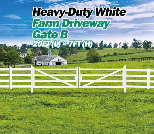 20 ft White Farm Driveway Gate