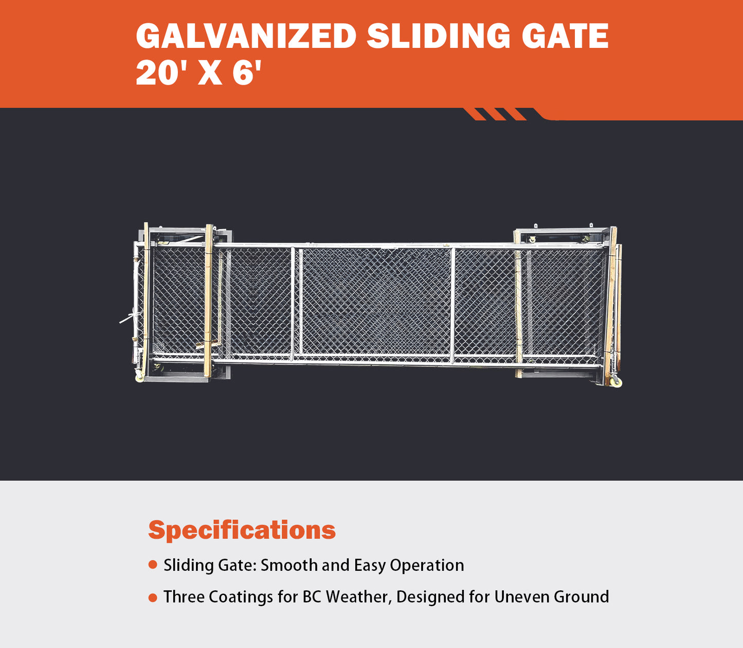 20ft Industrial Style Sliding Metal Gate