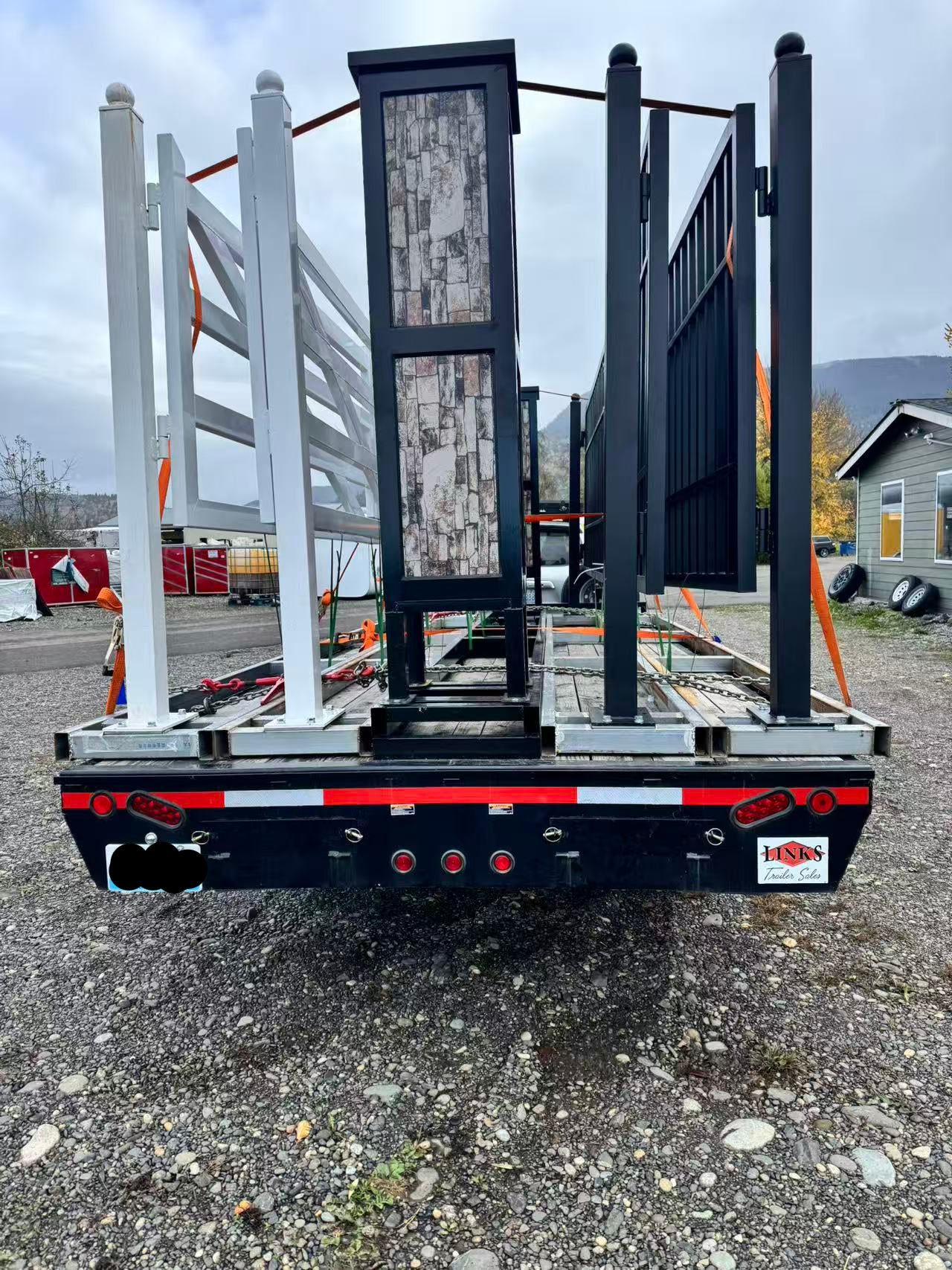 20 × 8 ft Dual Swing Driveway Gate with Ornamental Posts